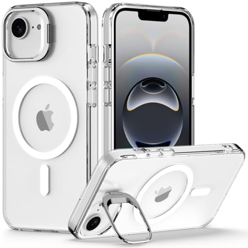 Nvollnoe for iPhone 17e Case,iPhone 16e Case Compatible with MagSafe Military Grade Shockproof Heavy Duty Protective Adjustable Kickstand Matte Semi Clear Phone Cover for iPhone 16e/17e(Clear) - color: Clear, size: For Iphone 16e-6.1"(1 Len)