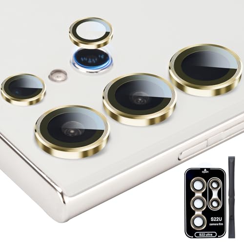 Camera Lens Protector for Samsung Galaxy S22 Ultra, Gold - color: Gold