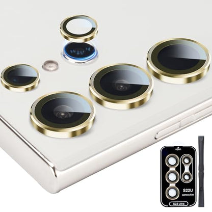 Camera Lens Protector for Samsung Galaxy S22 Ultra, Gold - color: Gold
