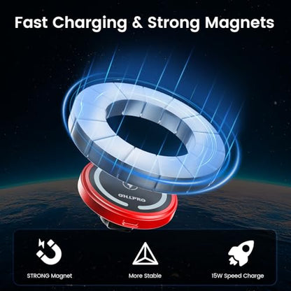 OHLPRO CD Slot Magsafe Car Mount Charger for iPhone 17 Wireless Car Charger - color: Red
