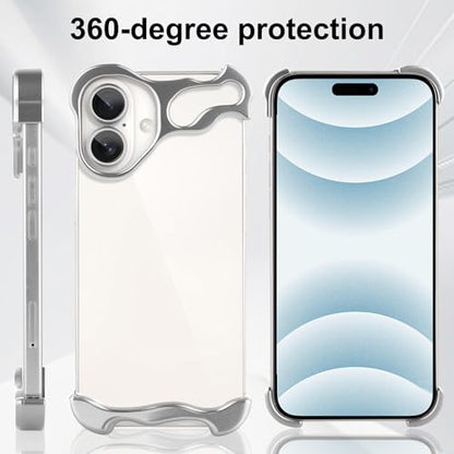 Frameless Phone Case Crafted for iPhone 16 Plus Silver - color: Aluminum Silver, size: iPhone 16 Plus