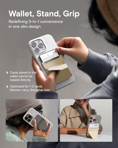 MOFT Magnetic Wallet Stand Compatible with iPhone 16/15/14/13/12 Series, Angle Adjustment & Magsafe Compatible MOVAS Phone Stand,Earthen Beige - color: Beige, size: Standard