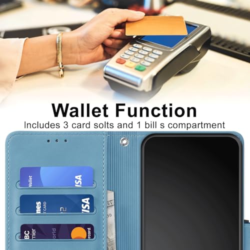 Flip Wallet Case for iPhone 11 PU Leather Light Blue | RFID Blocking, 3 Card Slots & 1 Cash Pocket, Magnetic Closure, Kickstand Function, Leather Flip Case for iPhone 11 - color: Light blue