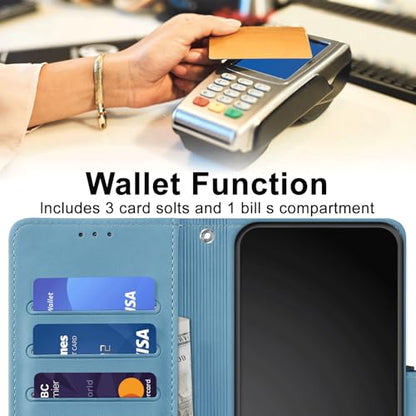 Flip Wallet Case for iPhone 11 PU Leather Light Blue | RFID Blocking, 3 Card Slots & 1 Cash Pocket, Magnetic Closure, Kickstand Function, Leather Flip Case for iPhone 11 - color: Light blue