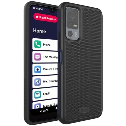 TUDIA MergeGrip for Jitterbug Smart 4 Case T608G, [Military Grade Drop Tested] Shockproof Protection Slim Rugged Dual Layer Heavy Duty Phone Cases for Senior - Matte Black - color: Matte Black