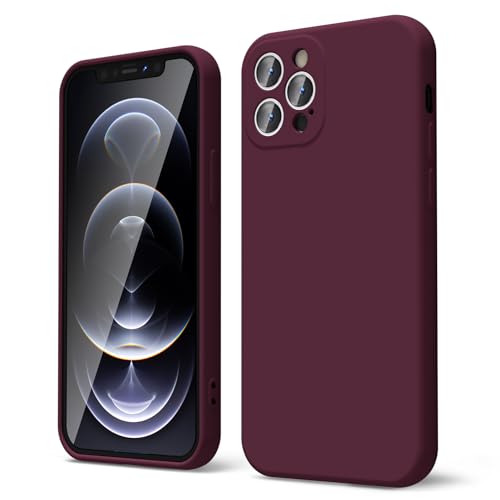 oakxco for iPhone 12 Pro Max Case Liquid Silicone, Soft Rubber Gel Elegant Aesthetic Basic Simple Cover, Thin Slim TPU Matte Solid Color Plain Smooth Case for Women Men Girl, Burgundy Plum Wine - color: Burgundy, size: 12 Pro Max