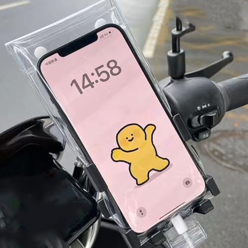 Handlebar Phone Holder – Waterproof Motorcycle Mobile Bag, Transparent Touchscreen Case with Charging Port | Phone Storage for Cycling Riders Delivery Takeaway Outdoor Commuting Adventure Travel