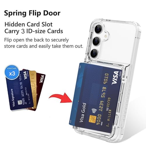 Wallet Case for Samsung Galaxy S24 Plus with 3 Credit Card Holder | Slot Shockproof Hybrid Heavy Duty Protection Clear Phone Cover Compatible with Galaxy S24 Plus (Clear) - color: Clear, size: Samsung Galaxy S24 Plus