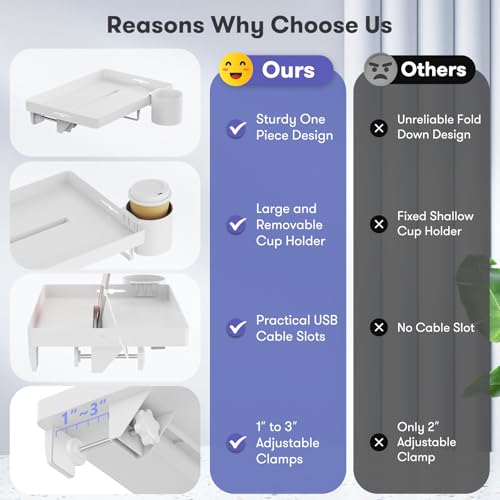 AUZONIMICS Bedside Shelf for Dorm Room, White Bunk Table 50LBS Capacity