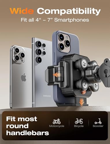 Dual Vibration Dampener Motorcycle Phone Mount Holder, Black