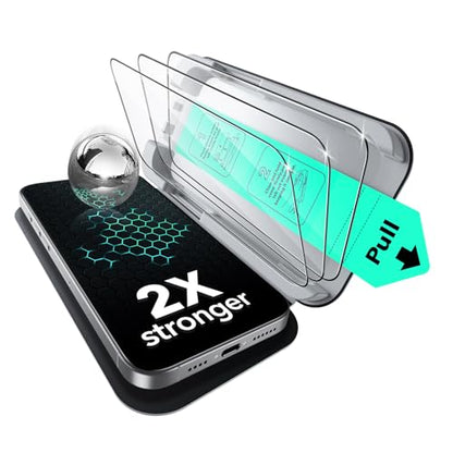 ESR 3 Pack for iPhone 16 Pro Screen Protector, Classic | Easy One-Pull Installation, 2X Impact Absorption, 9H Tempered Glass, Full-Coverage Protection, UltraFit Tray, Bubble-Free - size: iPhone 16 Pro 6.3 inch