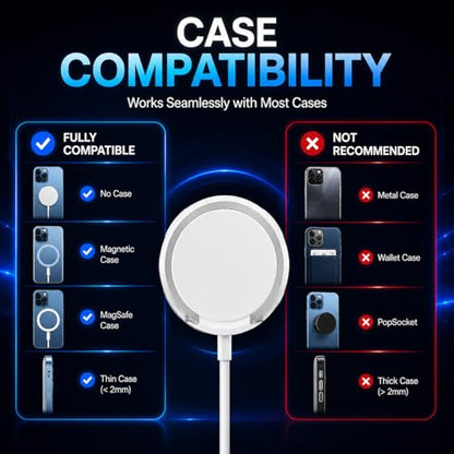 MagSafe Compatible 15W Magnetic Wireless Charger with Foldable Stand - color: White