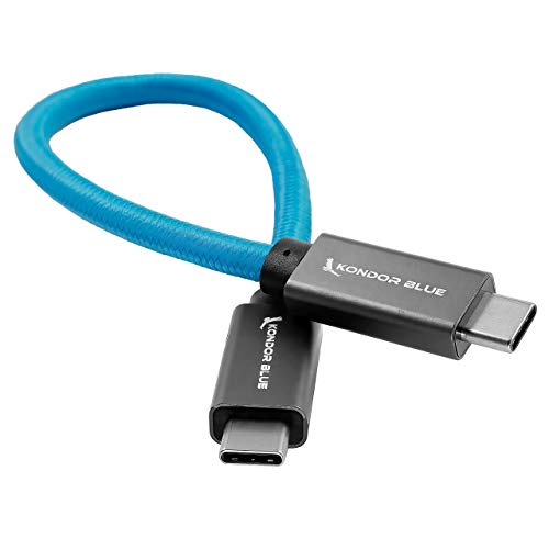 KONDOR BLUE 8.5" Straight USB C 3.1 GEN 2 10 Gb/s 100W | Braided Cable for 8K Data and Power Delivery - color: Blue