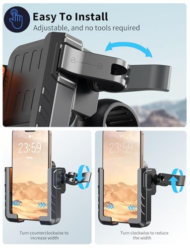 Motorcycle Phone Mount, [No Block Camera] [Anti-Shake Design] Bike Phone Holder, [Silicone Wrapped] Handlebar Cell Phone Mount for Bike/Scooter/ATV, Fits iPhone 17/16/15/14/13 Pro Max & 4.7"-7" Phones