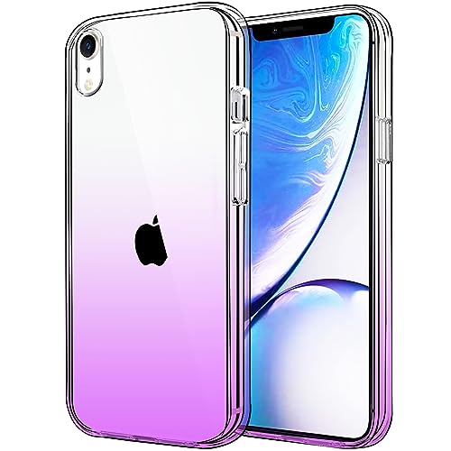 JJGoo Compatible with iPhone XR Case Clear Soft Transparent Shockproof Protective Slim Thin Bumper Phone Cover for XR, Gradient Purple - color: Gradient Purple