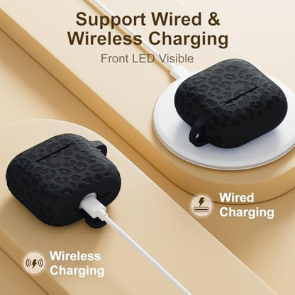 Leopard Engraved for AirPods 5 (2026) and AirPods 4 Case Cover (2024) - color: Black, size: Airpods 5 & 4 Case