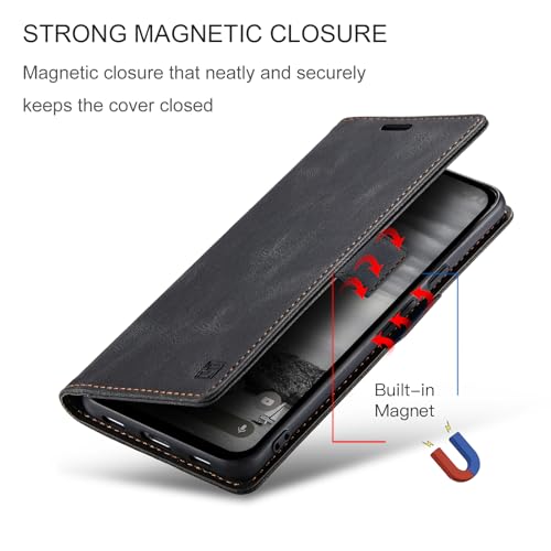 HAII Case for Google Pixel 10a 6.3",PU Leather Folio Flip Wallet Case with Card Holster Stand Kickstand Magnetic Closure Shockproof Phone Cover for Google Pixel 10a (Black) - color: Black