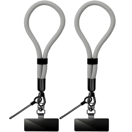 Phone Lanyard, 2 Pack Adjustable Cell Phone Lanyard Hand Phone Wrist Strap with Tether Tabs for Smartphones - color: Grey