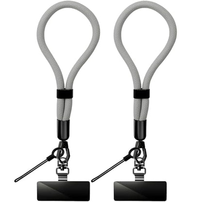 Phone Lanyard, 2 Pack Adjustable Cell Phone Lanyard Hand Phone Wrist Strap with Tether Tabs for Smartphones - color: Grey