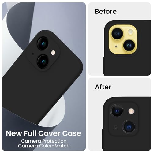 FireNova Designed for iPhone 14 Case, Silicone Upgraded [Camera Protection] Phone Case, Soft Anti-Scratch Microfiber Lining Inside, 6.1 inch, Black - color: Black, size: Iphone 14