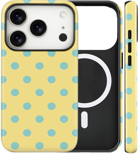 Magnetic for iPhone 17 Pro Max Case Cute Large Polka Dot Phone Case, Yellow | Shockproof Slim TPU and Hard PC Protective Phone Cover Compatible with MagSafe Designed for Women Girls - color: Large Yellow, size: iPhone 17 Pro Max