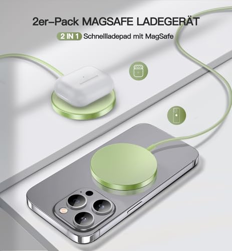 Magnetic Wireless Charger, 2-Pack 15W Fast Mag-Safe Stand for iPhone 17-12 - color: Green Magnatic Charger