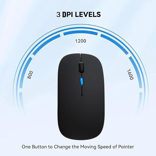 WREANU Wireless Mouse, Rechargeable Bluetooth Mouse for Laptop (Black) - color: Black