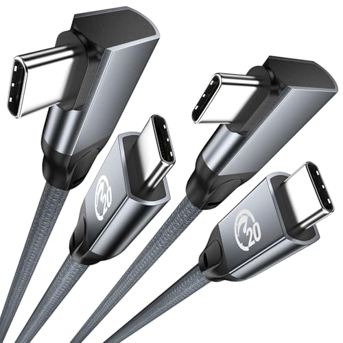 USB C Right Angle Cable 100W 15ft 2Pack, 4K Video USBC to USBC 3.2 Cable - color: Gray, size: 15FT+15FT