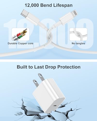 Susnwere 2Pack iPhone Charger Fast Charging,20W Fast PD USB C Wall Charger Adapter with 10Ft USB C to Lightning Cable Compatible for iPhone 14/14 Plus/14 Pro/14 Pro Max/13/ White - color: Grey, size: 10FT