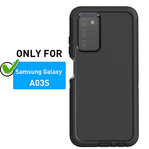 AICase for Galaxy A03S Case,Heavy Duty Drop Protection Full Body Rugged Shockproof/Dust Proof 3-Layer Military Protective Tough Durable Phone Cover for Samsung Galaxy A03S(US Version) Black - color: Black