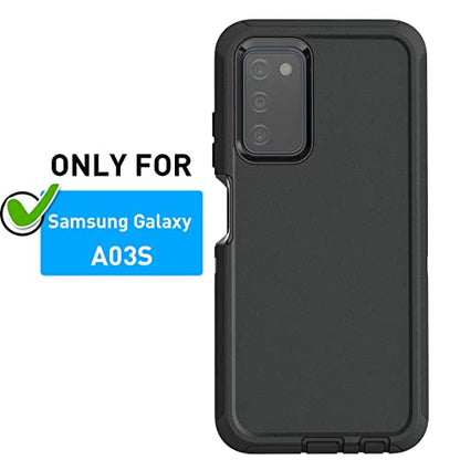 AICase for Galaxy A03S Case,Heavy Duty Drop Protection Full Body Rugged Shockproof/Dust Proof 3-Layer Military Protective Tough Durable Phone Cover for Samsung Galaxy A03S(US Version) Black - color: Black