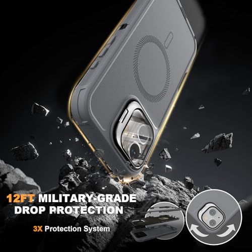 Follaroma for iPhone 16 Case with Magnetic,Heavy Duty Case,6.1'', Grey - color: Grey, size: iPhone 16 6.1''