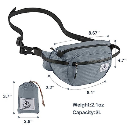 4Monster Hiking Waist Packs Portable,Water Resistant Fanny Bag with Adjustable Strap,Lightweight Crossbody Chest Bag Slim Bag - color: Silver