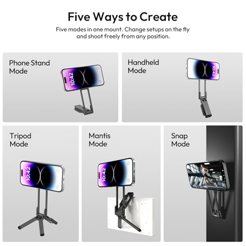 ULANZI MA38 Magnetic Phone Tripod for iPhone 18 Pro, Aluminum Phone Holder - color: Obsidian Gray