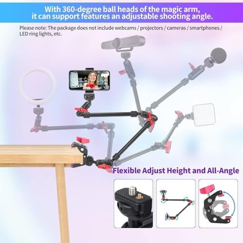 22" Articulating Magic Arm Camera Mount, Desk Clamp Overhead Mount