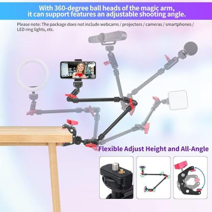 22" Articulating Magic Arm Camera Mount, Desk Clamp Overhead Mount