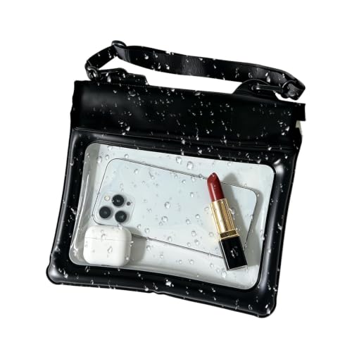 Waterproof Phone Pouch Bag Touchscreen Dry Bag For Swimming | PVC, 23×22cm, adjustable strap, waterproof touchscreen design for swimming, beach, kayaking and rafting. - color: Black
