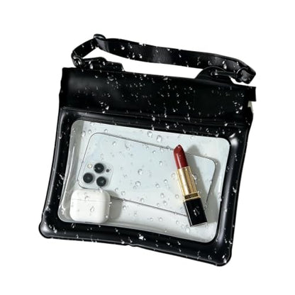 Waterproof Phone Pouch Bag Touchscreen Dry Bag For Swimming | PVC, 23×22cm, adjustable strap, waterproof touchscreen design for swimming, beach, kayaking and rafting. - color: Black