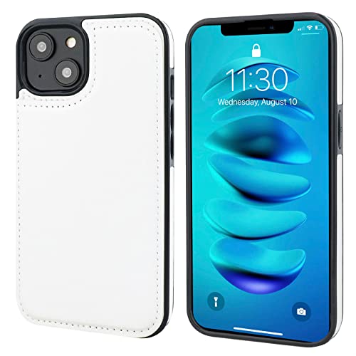 ONETOP for iPhone 14 Plus Wallet Case with Credit Card Holder,White | Kickstand,ID/Cash Holder,Case Wallet with Card Slots,Double Magnetic Clasp,Durable PU Leather Shockproof Cover for Women Men - color: White