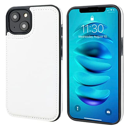 ONETOP for iPhone 14 Plus Wallet Case with Credit Card Holder,White | Kickstand,ID/Cash Holder,Case Wallet with Card Slots,Double Magnetic Clasp,Durable PU Leather Shockproof Cover for Women Men - color: White