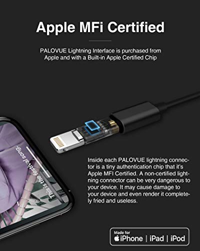 PALOVUE Lightning Headphones Earphones MFi Certified with Microphone - color: Black