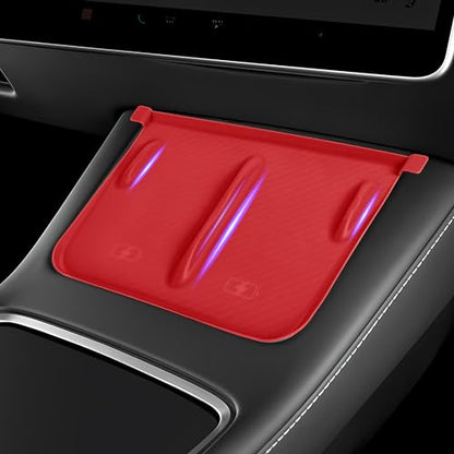 Frani Wireless Charging Pad Cover for 21-23 Model 3 & 21-24 Model Y - color: Red, size: Model 3(2021-2023);Model Y(2021-2025)