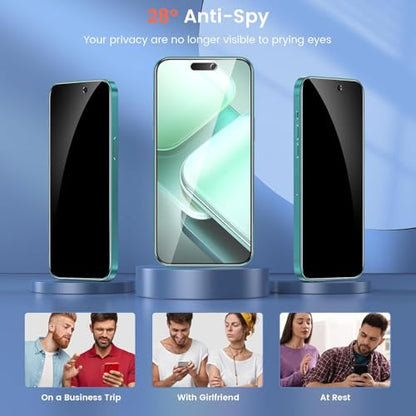 Fotbor 2 Pack Compatible for iPhone 15 Plus/iPhone 16 Plus Privacy Screen Protector, Anti Spy Private Case Friendly Anti-Scratch 9H Hardness Tempered Glass - size: iPhone 15 Plus/16 Plus - 6.1 inch