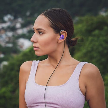 YINYOO CCZ Melody Gaming Earbuds Wired in Ear Hearphones with Microphone IEM HiFi Bass with 1DD 1BA Hybrid, Detachable Cable for Smartphones/PC/Tablet/Gaming/Video/Music/Calling (Purple, with mic) - color: Purple, size: 3.5mm-With Microphone, style: 3.5mm