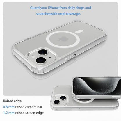 Magnetic iPhone 15 case,Compatible with Magsafe, Military-Grade Protection,Slim Translucent Matte Shockproof with Anti-Scratch Anti-Fingerprint Phone Cover (Transparent, iPhone 15) - color: Transparent, size: iPhone 15