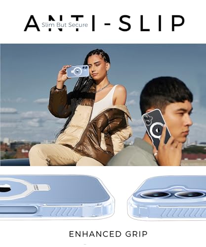 for iPhone 17 Case with Screen Protector, Built-in Seamless Stand, [Compatible with MagSafe] Protective Shockproof Phone Case, Magnetic Slim Cover for iPhone 17 6.3 Inch - Clear | with Screen Protector Protective Shockproof Phone Case, [Compatible with Ma