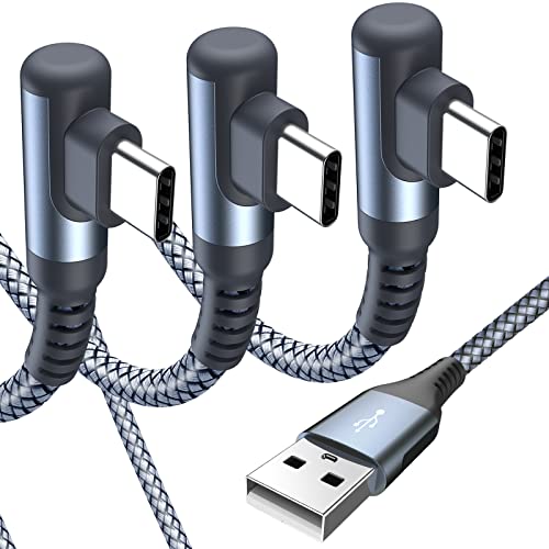 USB to USB C Cable Right Angle [3-Pack 3.3ft 6.6ft 10ft] 3.1A Fast Charging - color: grey, size: 3.3ft+6.6ft+10ft