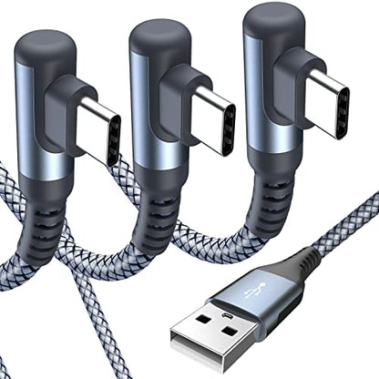 USB to USB C Cable Right Angle [3-Pack 3.3ft 6.6ft 10ft] 3.1A Fast Charging - color: grey, size: 3.3ft+6.6ft+10ft