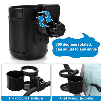 Accmor Stroller Cup Holder, Drinks Holder Bike Walker Wheelchair - color: Expandable Drinks Holder-Black