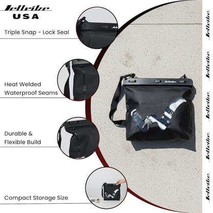 Jettribe Waterproof PWC Ride Bag - Submersible Dry Bag Pouch with Triple Snap-Lock & Heat Welded Seams - Adjustable Shoulder Strap Crossbody for Jet Ski, Kayaking, Boating & Beach - 11" x 8.5"